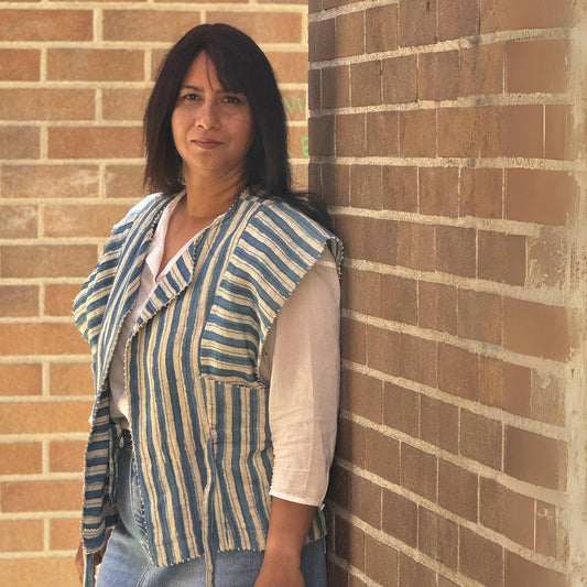 Handcrafted Sustainable Indigo Block Print Linen Kimono Jacket