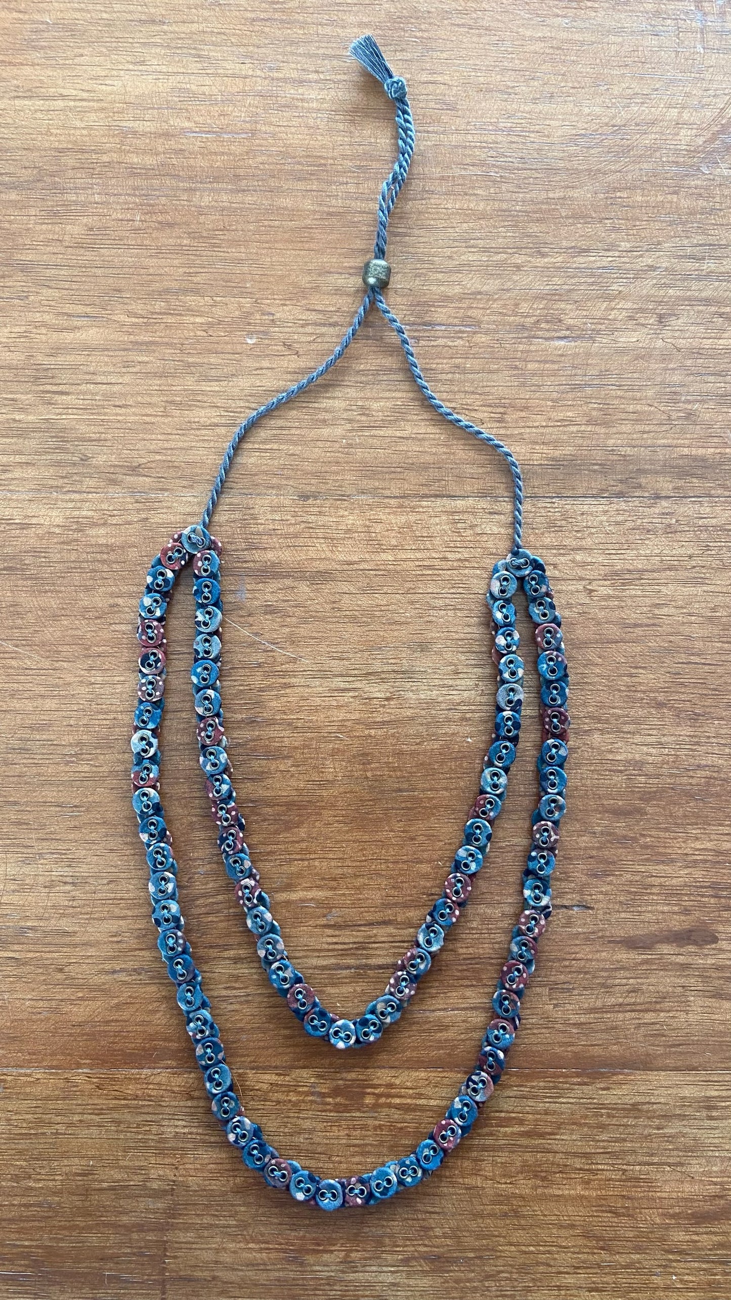 Handcrafted Ajrakh Silk Textile Necklace