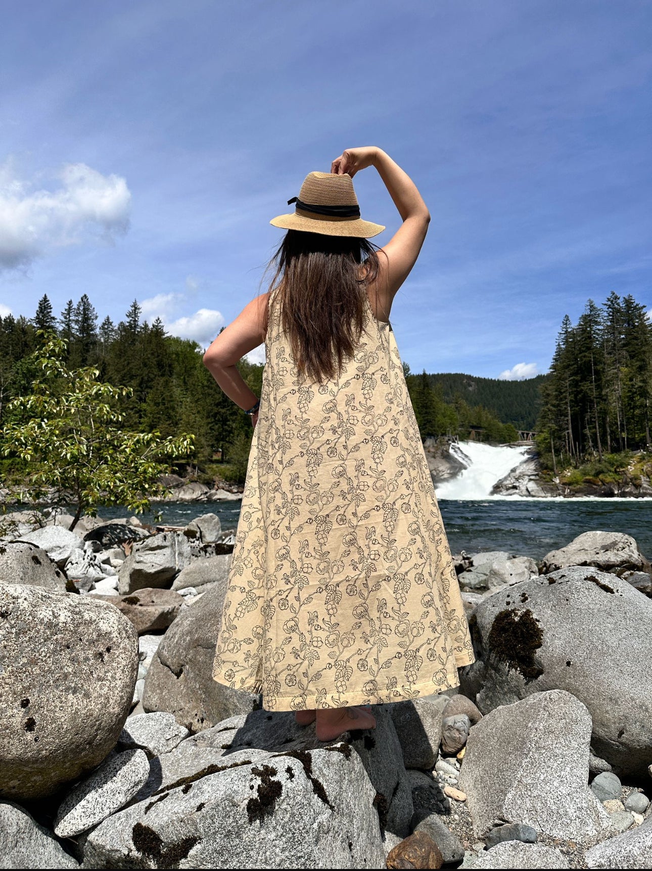 Handcrafted Bagru Block Print Cotton Voile Dress – The Blue Poppy Project