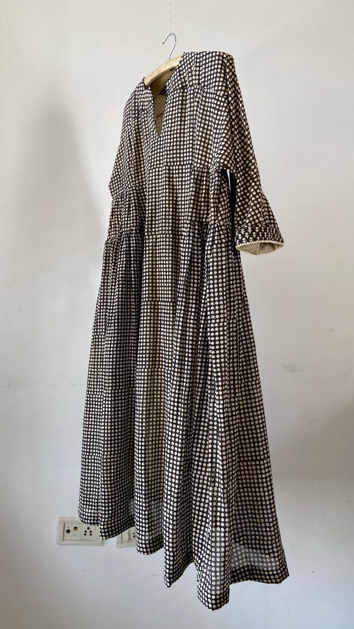 Handcrafted Bagru Block Print Cotton Voile Dress